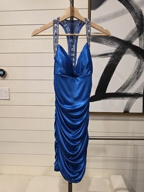 Embellished Blue Women’s Dress with Jeweled Straps